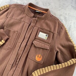 Star Wars Galaxys Edge Rebel Pilot Fleece Jacket Small Brown Zip Up Resistance